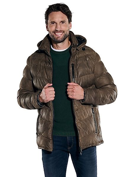 Engbers Lederjacke Herren Lederjacke mit Kapuze, Dunkelbraun günstig online kaufen