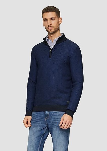 s.Oliver Strickpullover Strickpullover mit Troyer-Kragen und Bi-Color-Struk günstig online kaufen