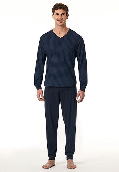 Schiesser Pyjama Comfort Essentials (2 tlg) V-Ausschnitt, Brusttasche, Baum günstig online kaufen