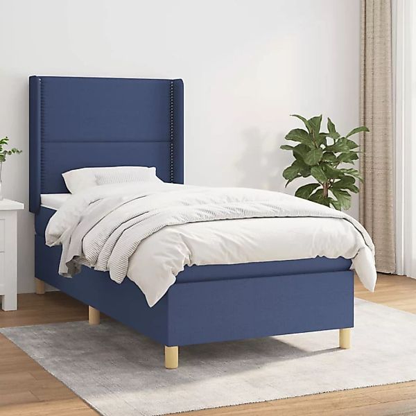 vidaXL Boxspringbett Boxspringbett mit Matratze Blau 80x200 cm Stoff Bett B günstig online kaufen