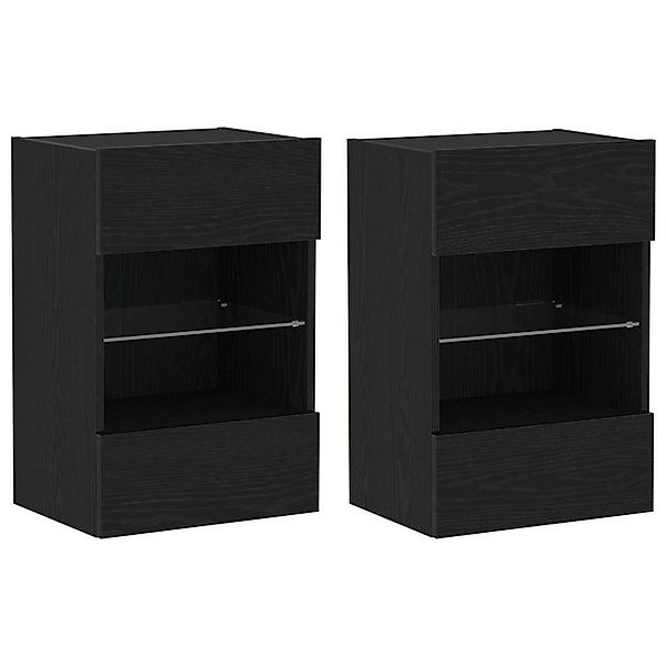 vidaXL Schuhschrank LED TV-Schrank 2 Stk. Schwarz Eiche 40x30x60,5cm Holzwe günstig online kaufen