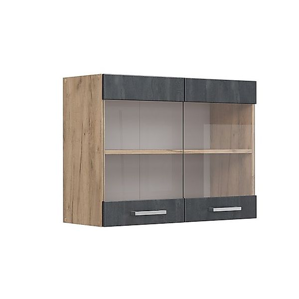 Vicco Küchenglasschrank R-Line Glashängeschrank Schwarz Beton/Goldkraft Eic günstig online kaufen