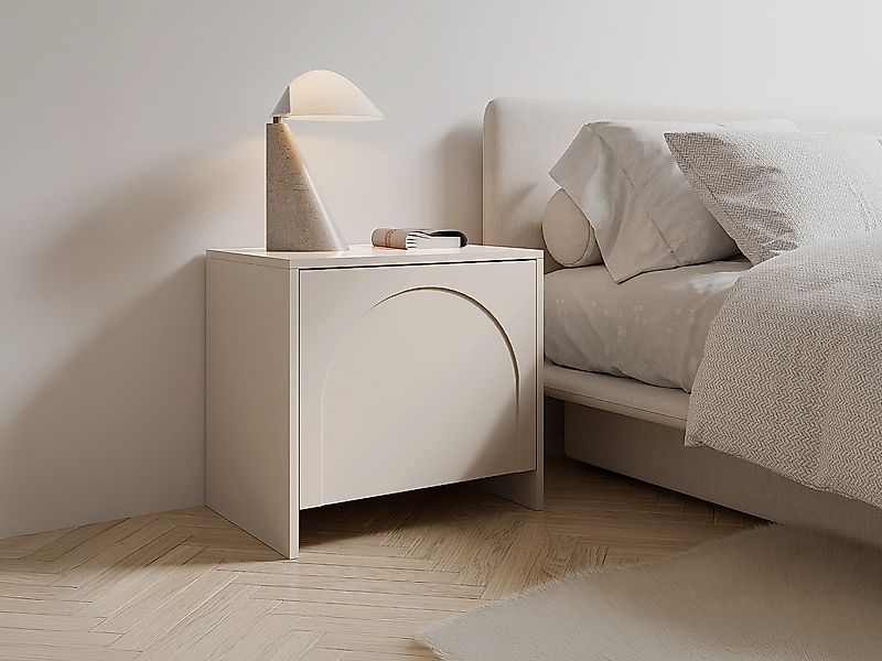2er-Set Nachttische mit 1 Tür-  Beige - NALYRA von Maison Céphy günstig online kaufen