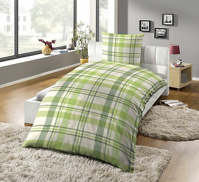 KiNZLER Bettwäsche "Poly-Cotton "Emil"" 2 Stk. kariert, bedruckt, pflegelei günstig online kaufen