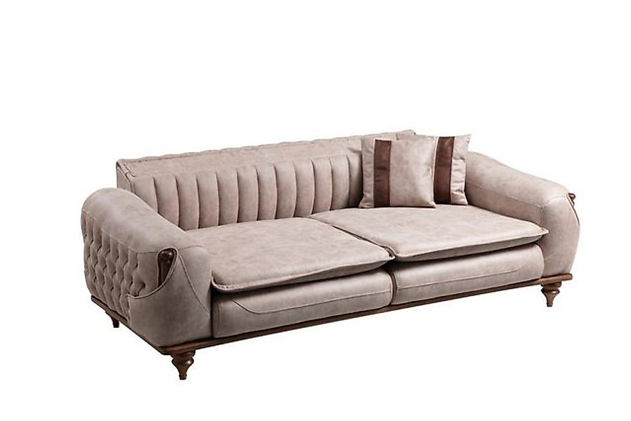 Xlmoebel 3-Sitzer Beigefarbene Drei-Sitzer Chesterfield Sofa Polstermöbel S günstig online kaufen