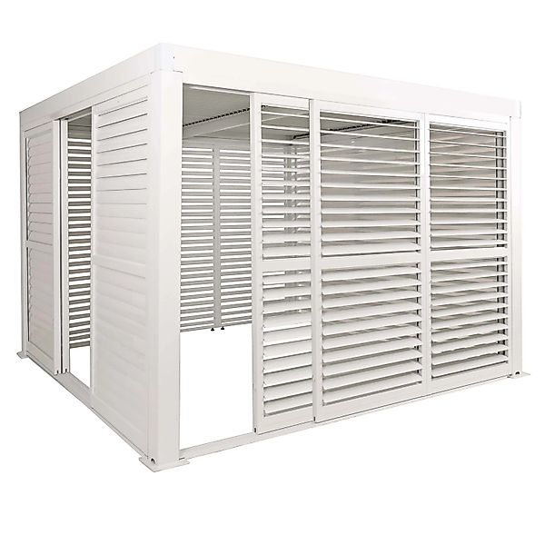 MCW Pergola L46 mit Schiebetür Weiß 3x3m günstig online kaufen