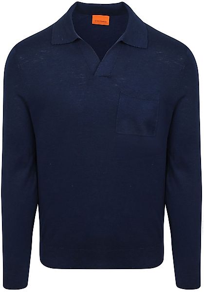 Suitable Longsleeve Knitted Poloshirt Riva Pocket Navy - Größe M günstig online kaufen