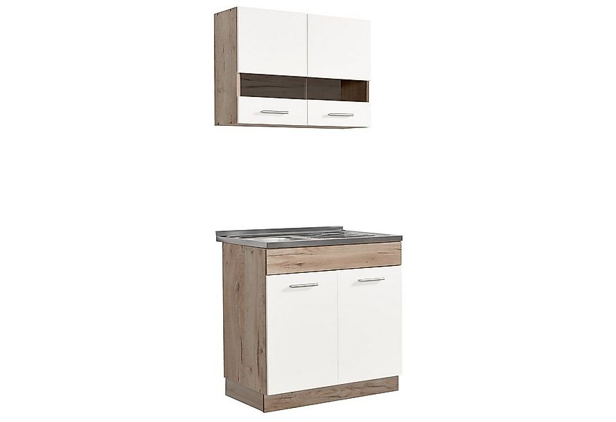 Homestyle4u Küchenzeile 80 cm ohne Geräte klein Singleküche Küchenschränke günstig online kaufen