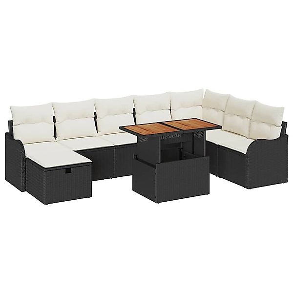 vidaXL Garten-Sofa-Set mit Kissen 9-Tlg Schwarz Poly Rattan 3359953 günstig online kaufen