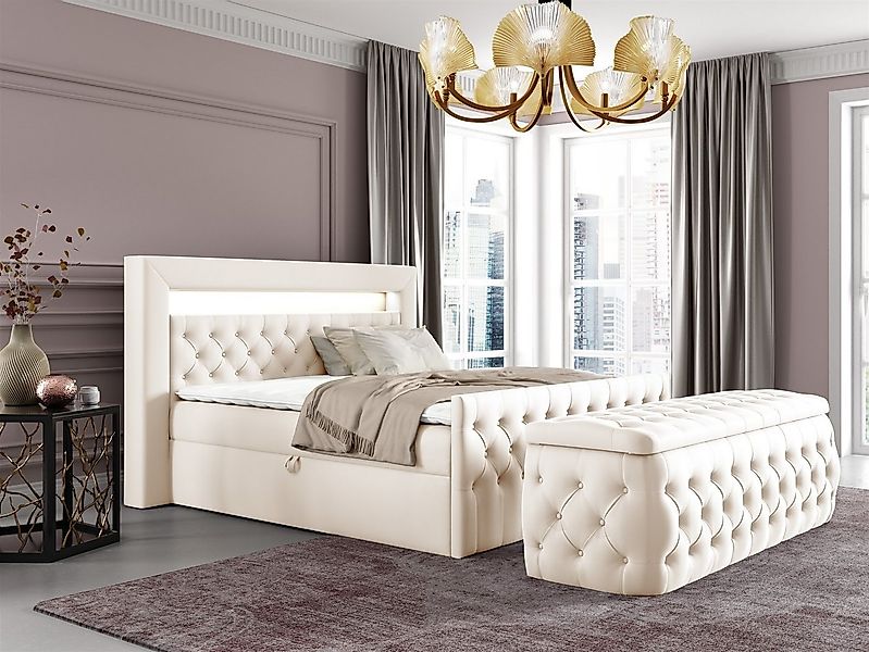 Fun Möbel Boxspringbett Schlafzimmerbett ERNESTO Nr.3 in Stoff Elisa Velvet günstig online kaufen