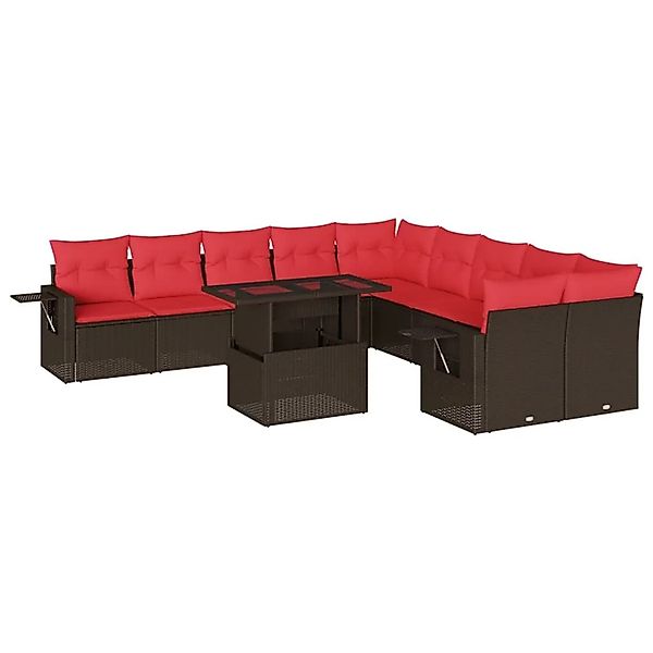 vidaXL 11-Tlg Gartensofa-Set mit Kissen Braun Polyrattan 3268174 günstig online kaufen