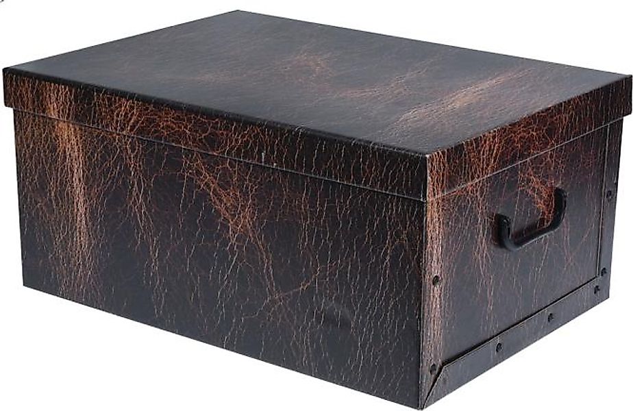 Aufbewahrungsbox 51x37x24 cm VINTAGE DESIGN Braun / Rot günstig online kaufen