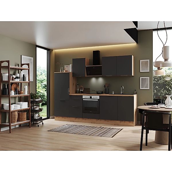 Respekta Selection Küchenzeile Elisabeth RS280AGH 280 cm Grau-Artisan Eiche günstig online kaufen