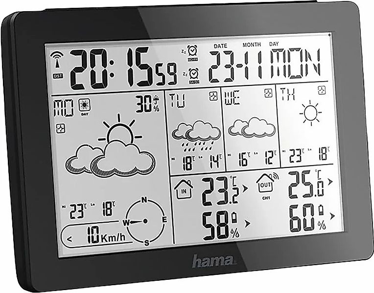 Hama Wetterstation "Wettervorhersage-Center "Meteotime", Schwarz Wetterstat günstig online kaufen