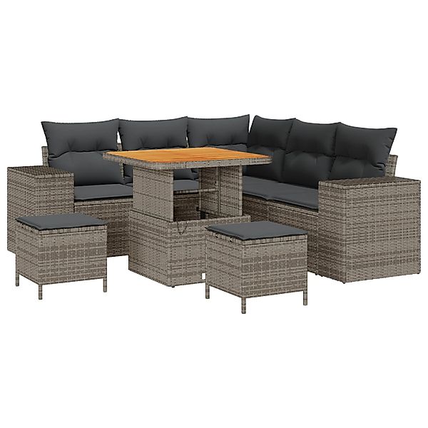 vidaXL Garten-Sofa-Set 8-Tlg Grau Poly Rattan 3362003 günstig online kaufen