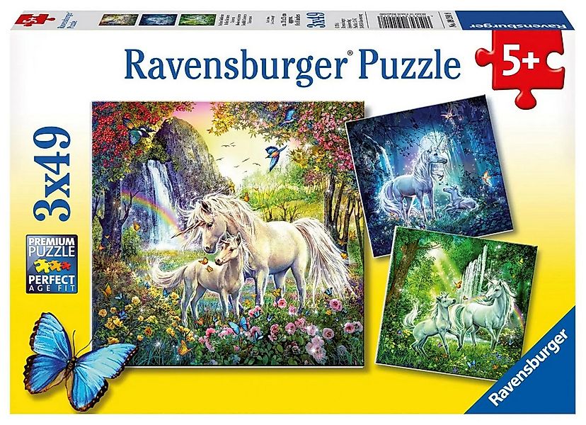 Ravensburger Puzzle Schöne Einhörner. Puzzle 3 X 49 Teile, 49 Puzzleteile günstig online kaufen
