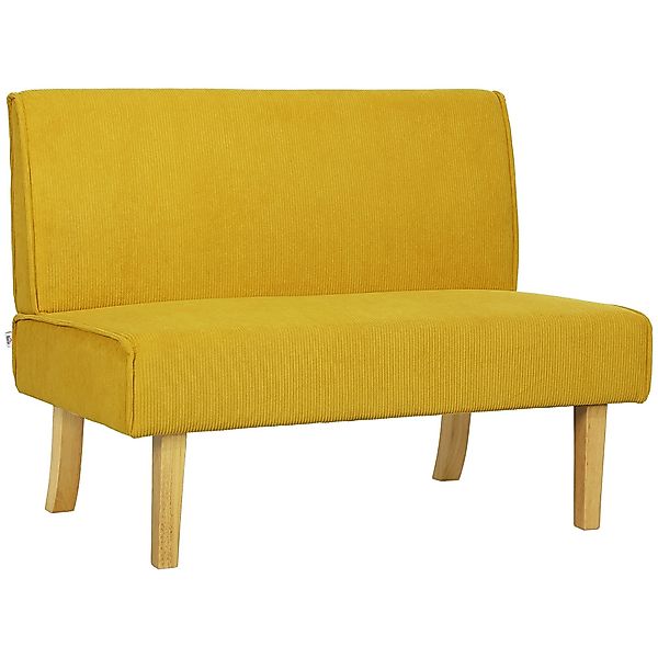 HOMCOM 2-Sitzer Couch mit Cord-Optik, Holzbeine, günstig online kaufen