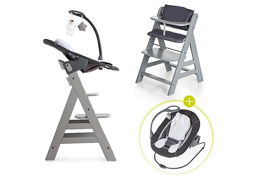 Hauck Hochstuhl Alpha Plus Grau - Newborn Set Deluxe (Set, 4 St), Holz Baby günstig online kaufen