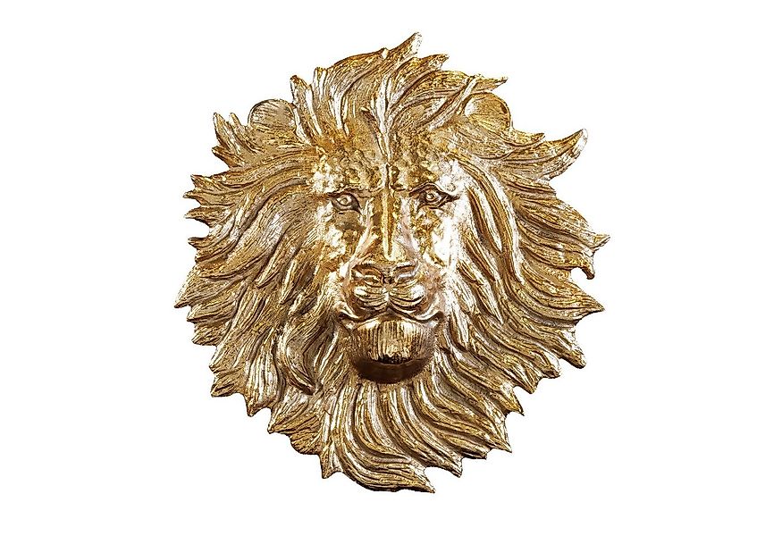 riess-ambiente Wanddekoobjekt WILDLIFE LION 35cm gold · Löwenkopf-Skulptur günstig online kaufen