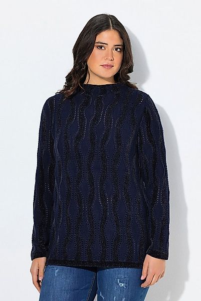 Ulla Popken Strickpullover Pullover Chenillemuster Stehkragen Langarm günstig online kaufen
