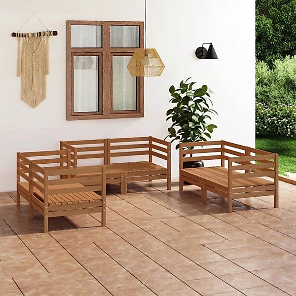 6-tlg. Garten-lounge-set Honigbraun Massivholz Kiefer günstig online kaufen