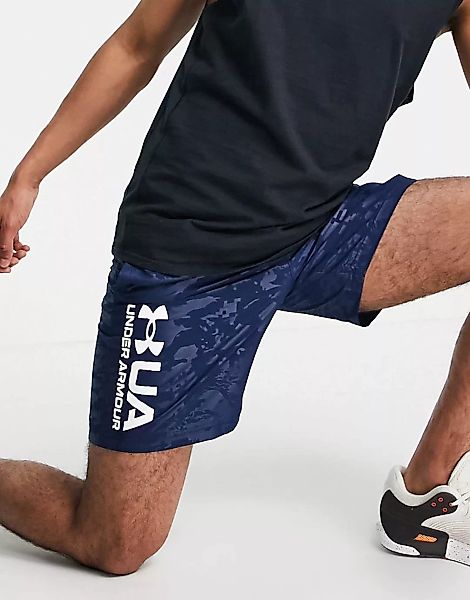 Under Armour Training – Gewebte Shorts mit Logoprägung und marineblauem Mil günstig online kaufen