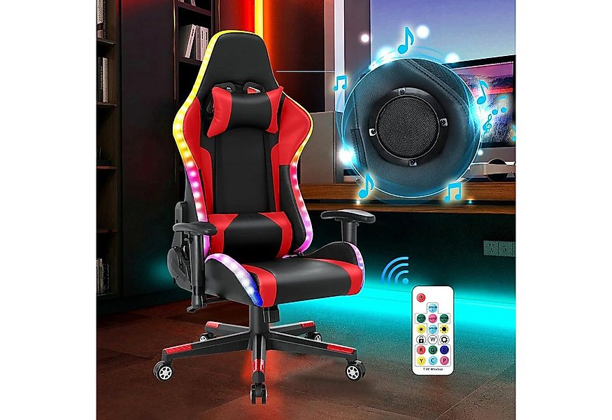 HomeMiYN Gaming Chair Gaming Stuhl Lautsprechern LED-Leuchten ergonomischer günstig online kaufen