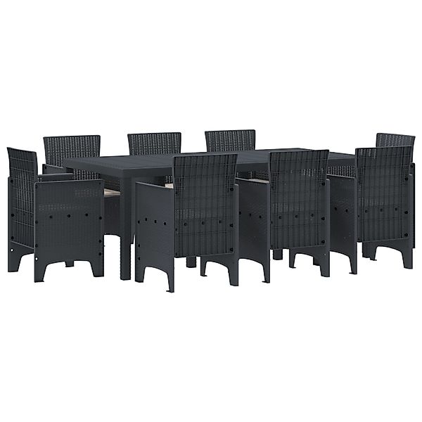 vidaXL 9-tlg Garten-Essgruppe mit Kissen Anthrazit Poly Rattan 3378573 günstig online kaufen