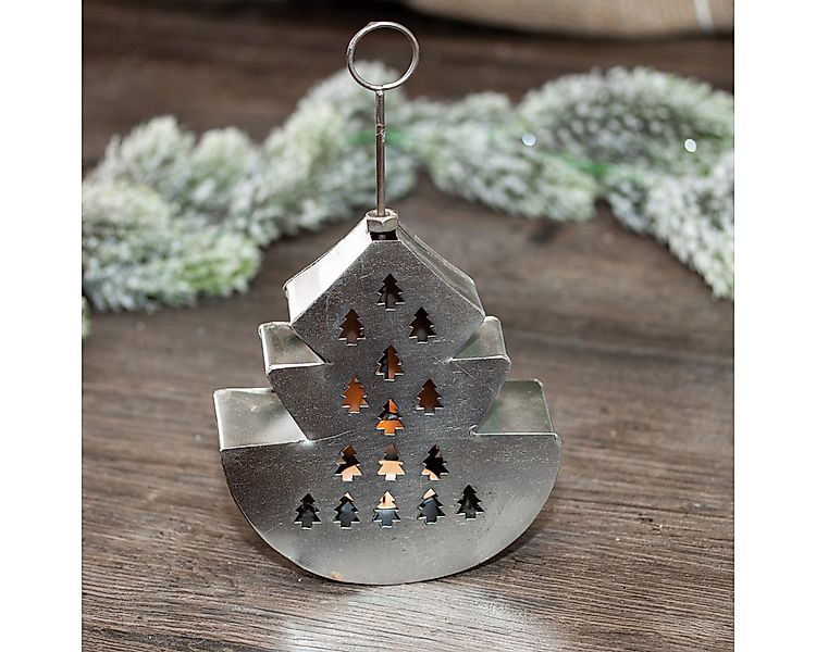 Antikas Weihnachtsfigur Teelichthalter als Weihnachtsbaum, silberfarbend Me günstig online kaufen