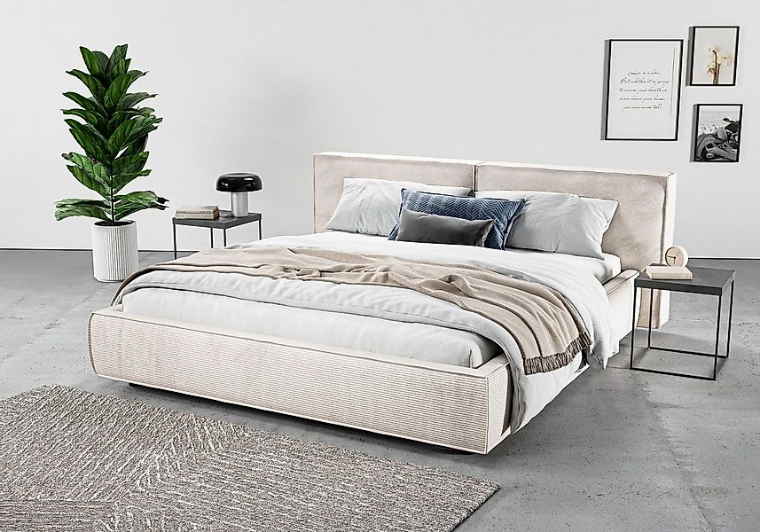 Home affaire Polsterbett "Adrina mit Biesenoptik, Feincord und Luxus-Microf günstig online kaufen