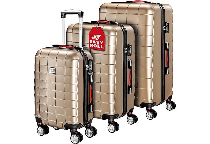 monzana Kofferset Exopack, 4 Rollen, 3tlg TSA Schloss Hartschalen Koffer M- günstig online kaufen