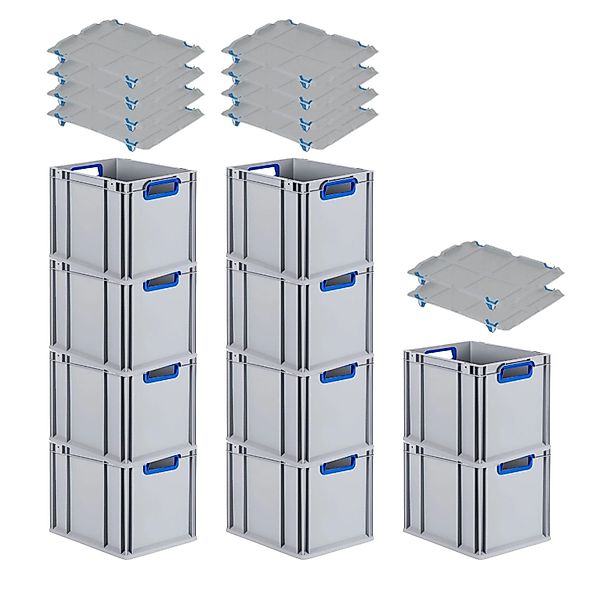 PROREGAL Spar Set 10x Eurobox Nextgen Color Mit Auflagedeckel & Schiebeschn günstig online kaufen