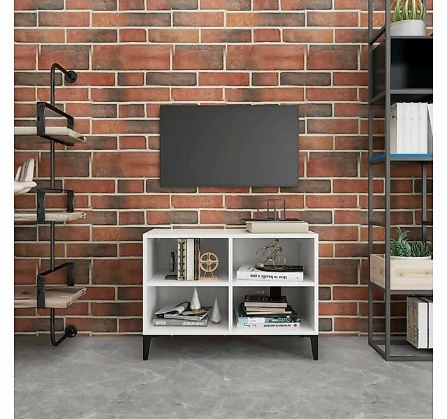 furnicato TV-Schrank mit Metallbeinen Weiß 69,5x30x50cm günstig online kaufen
