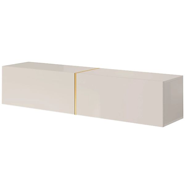 Selsey TV-Hängeboard Bisira 140 cm Kaschmirgrau mit Goldenem Einsatz günstig online kaufen