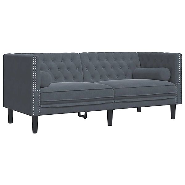 vidaXL Chesterfield-Sofa mit Nackenrollen 2-Sitzer Dunkelgrau Samt 2149524 günstig online kaufen