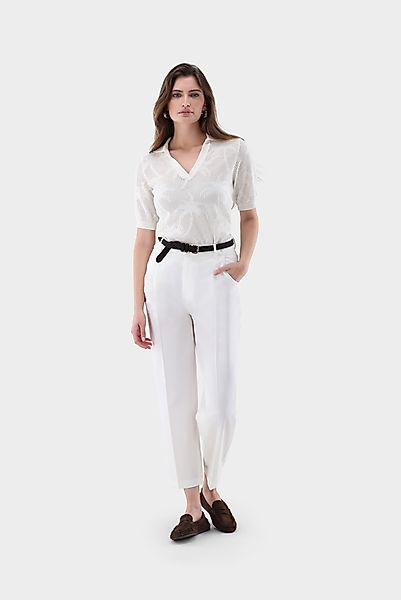 Poloshirt aus Ajoure Strick mit Palmen Design günstig online kaufen