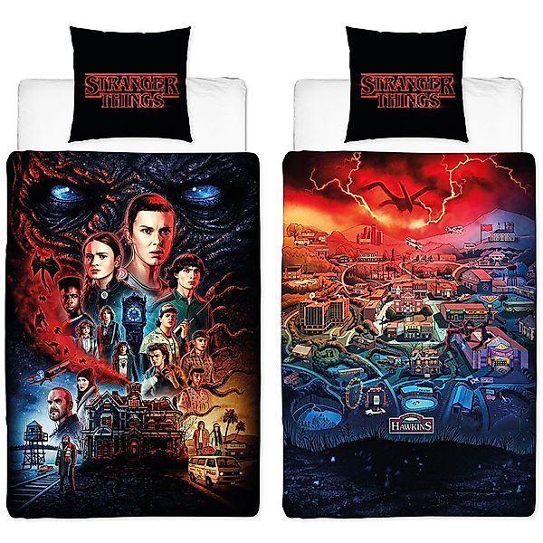 BERONAGE Wendebettwäsche Stranger Things Hawkins Bettwäsche günstig online kaufen