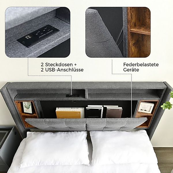 STILVORA Polsterbett 140×200 Bettgestell mit LED-Beleuchtung,Jugendbett mit günstig online kaufen