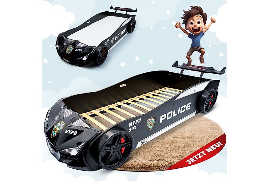 MARQA HOME Autobett MARQA Autobett 90x200 Kinderbett Rennwagenbett Polizeia günstig online kaufen