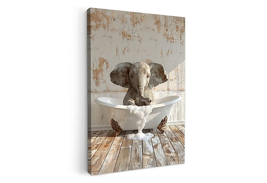 OneMillionCanvasses® Leinwandbild Vintage - Elefant - Badewanne - Schaumsto günstig online kaufen
