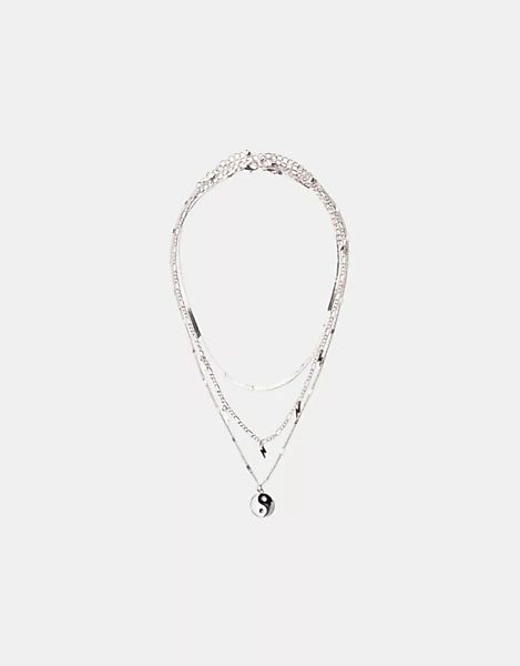 Bershka 3er-Pack Gestreifte Halsketten Damen Silber günstig online kaufen