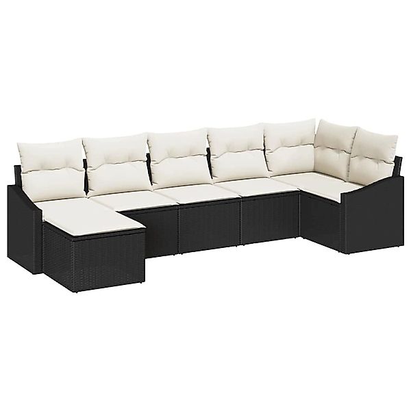 vidaXL Garten-Sofa-Set 7-Tlg Schwarz Poly Rattan 3346807 günstig online kaufen