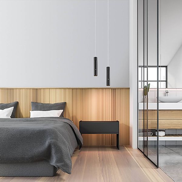 Just Light. LED-Akku-Pendelleuchte Attach Schwarz 120 cm x Ø 16 günstig online kaufen
