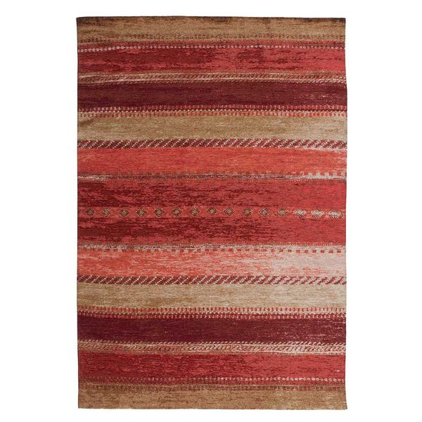 Kurzflor Teppich in Rot und Beige Vintage Design günstig online kaufen