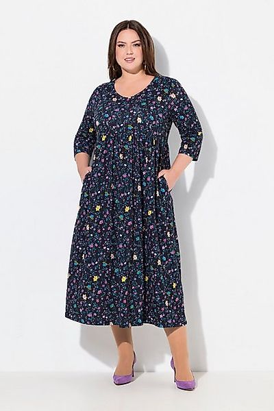 Ulla Popken Maxikleid Jerseykleid Paisleymuster A-Linie V-Ausschnitt günstig online kaufen