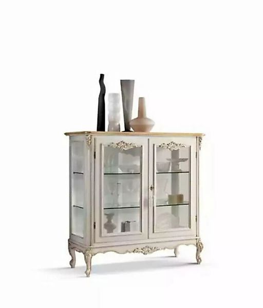 JVmoebel Vitrine Weiß Holz Vitrine mit Glas Klassische Italienische Möbel ( günstig online kaufen
