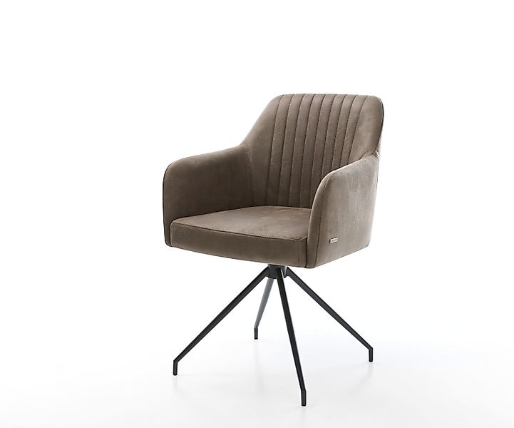 Esszimmerstuhl Greg-Flex Mikrofaser Taupe Vintage Kreuzgestell konisch Schw günstig online kaufen