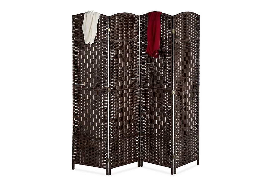 relaxdays Paravent Raumteiler 4 teilig, braun günstig online kaufen