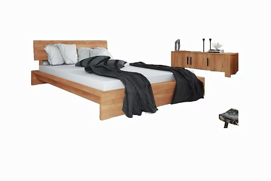 Natur24 Bett Bett Lubic 2 Sonderl. 180x210 Kernbuche Holzkopfteil Holzfußge günstig online kaufen