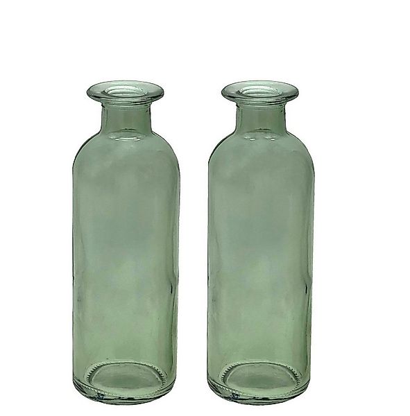 ZauberDeko Dekovase Vase Grün Salbei Dunkelgrün Glas Blumenvase Dekovasen 2 günstig online kaufen